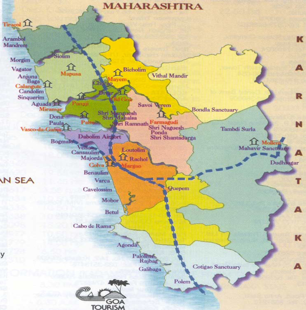 tourist map of goa. Map of Goa