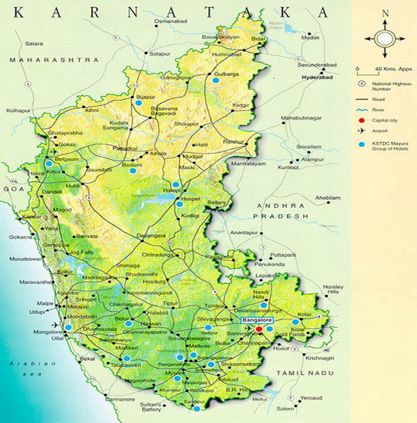 Tourist map of karnataka | map of karnataka state | karnataka map